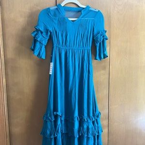 Joyfolie teal long dress, girls 6